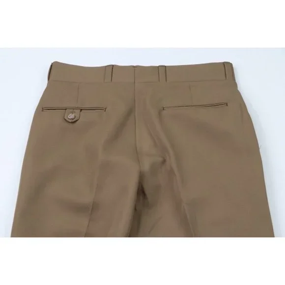 Vtg 60s Streetwear Mens 30x30 Knit Wide Leg Bell Bottoms Chino Pants Brown USA